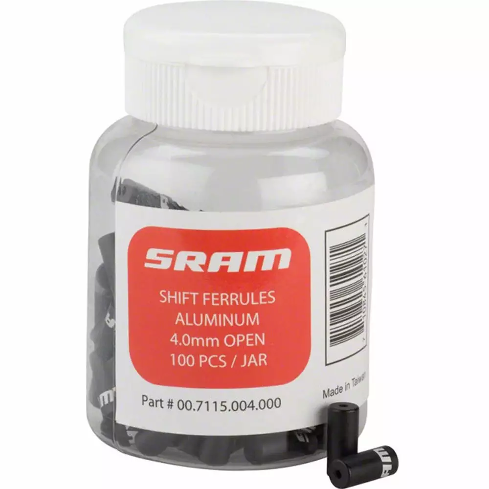 SRAM Pitstop Gear Outer Cap Ferrules - 4.0mm - Black - 100 Pack Parts