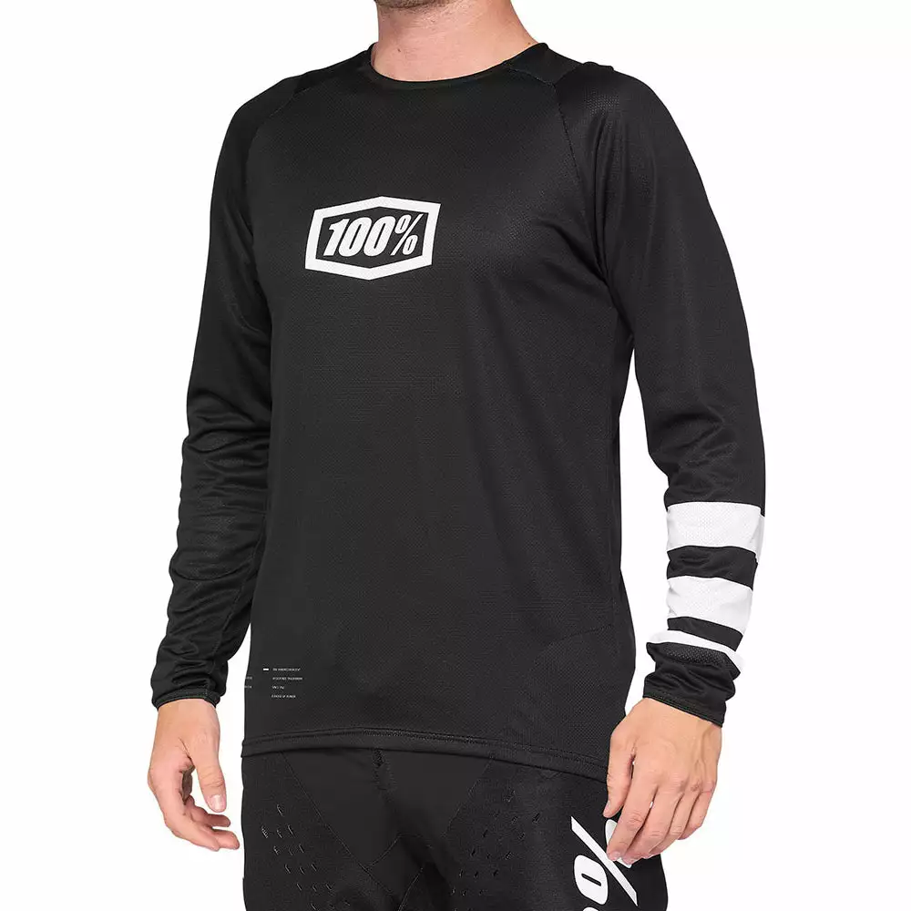Shop 2nd D1 - 100 Percent R-Core DH Youth Long Sleeve Jersey - Youth L - Black - White - 2021